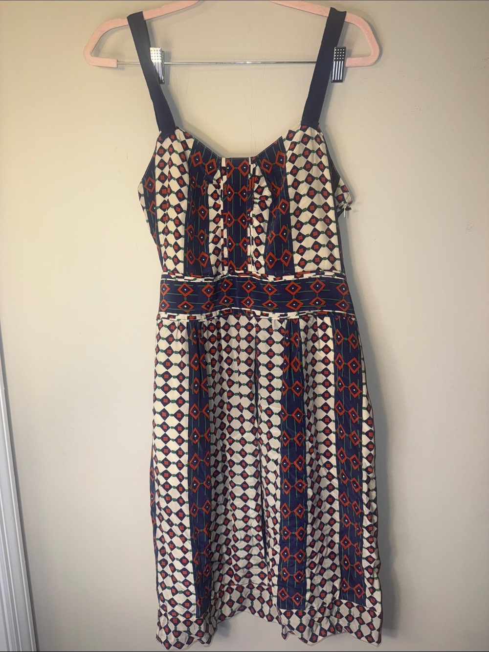 Marc by Marc Jacobs Navy & Cream Geometric Midi Dress